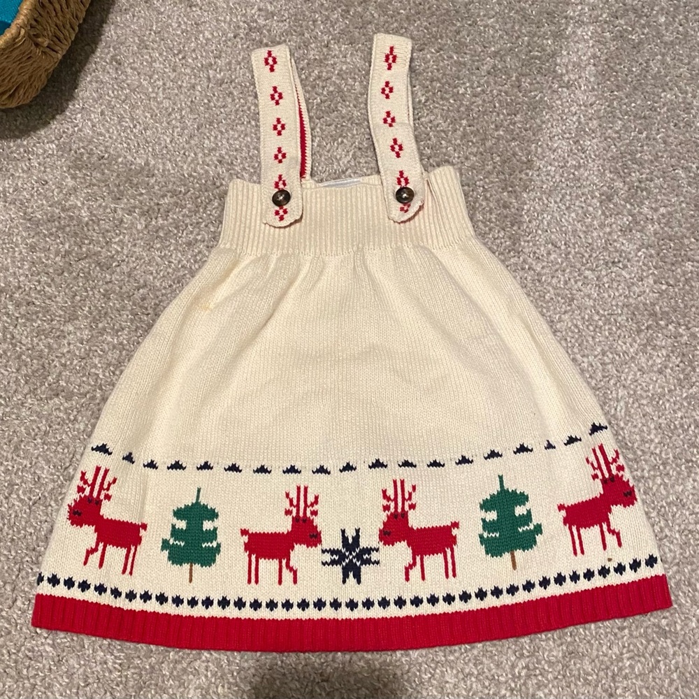 Hanna Andersson Cream and Red Knit Dress